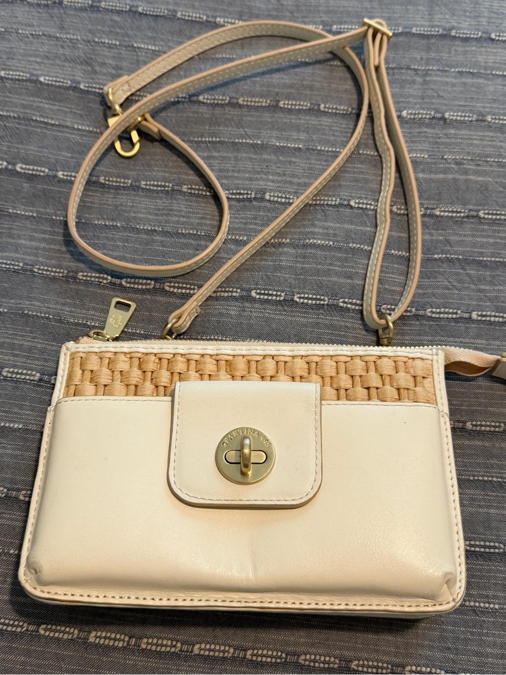 Spartina 449 handbag  straw and cream trim